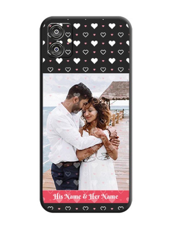 Custom White Color Love Symbols with Text Design - Photo on Space Black Soft Matte Phone Cover - Galaxy F04