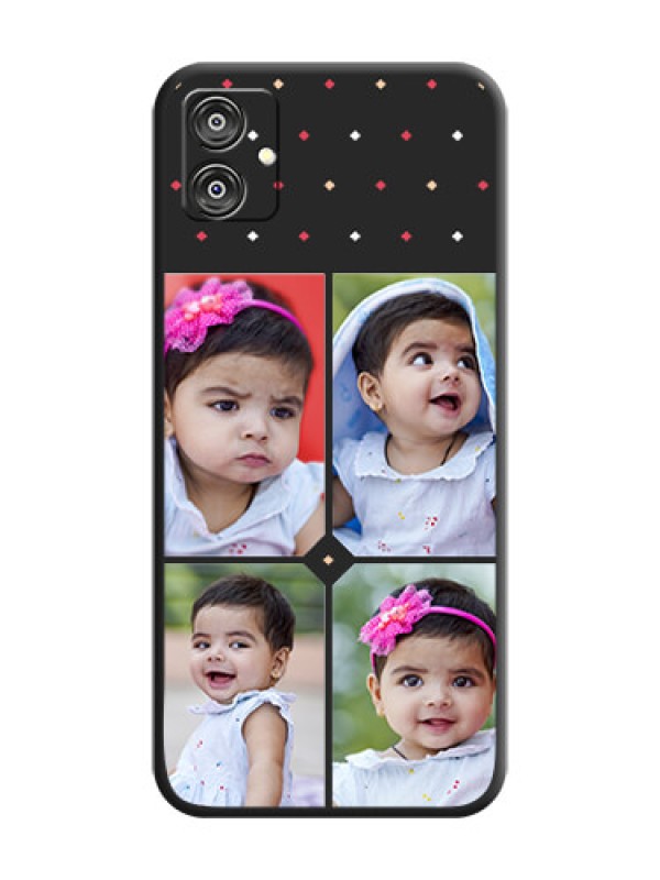 Custom Multicolor Dotted Pattern with 4 Image Holder on Space Black Custom Soft Matte Phone Cases - Galaxy F04