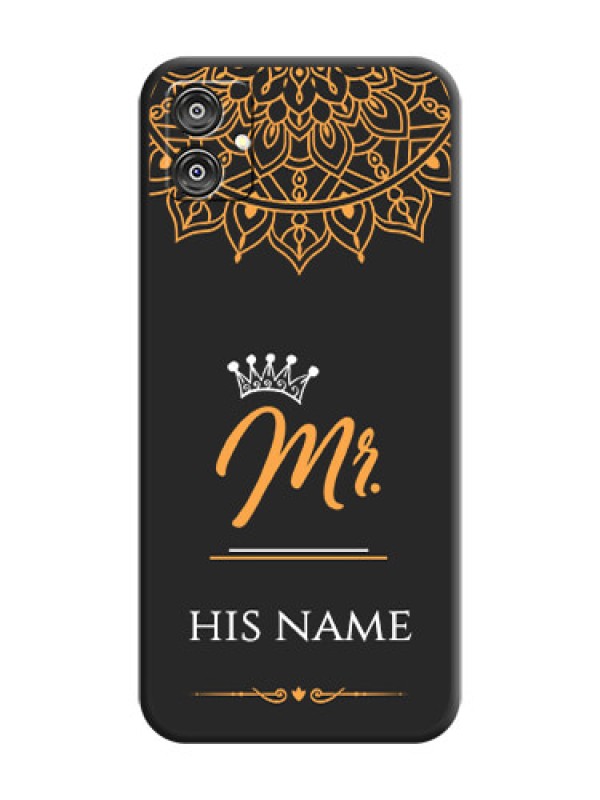 Custom Mr Name with Floral Design on Personalised Space Black Soft Matte Cases - Galaxy F04