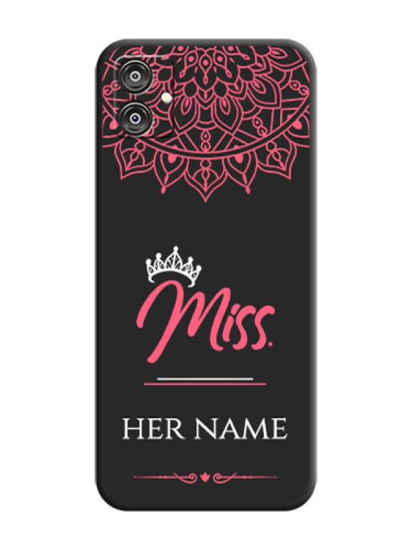 Custom Mrs Name with Floral Design on Space Black Personalized Soft Matte Phone Covers - Galaxy F04