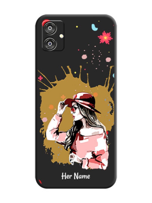 Custom Mordern Lady With Color Splash Background With Custom Text On Space Black Personalized Soft Matte Phone Covers - Galaxy F04