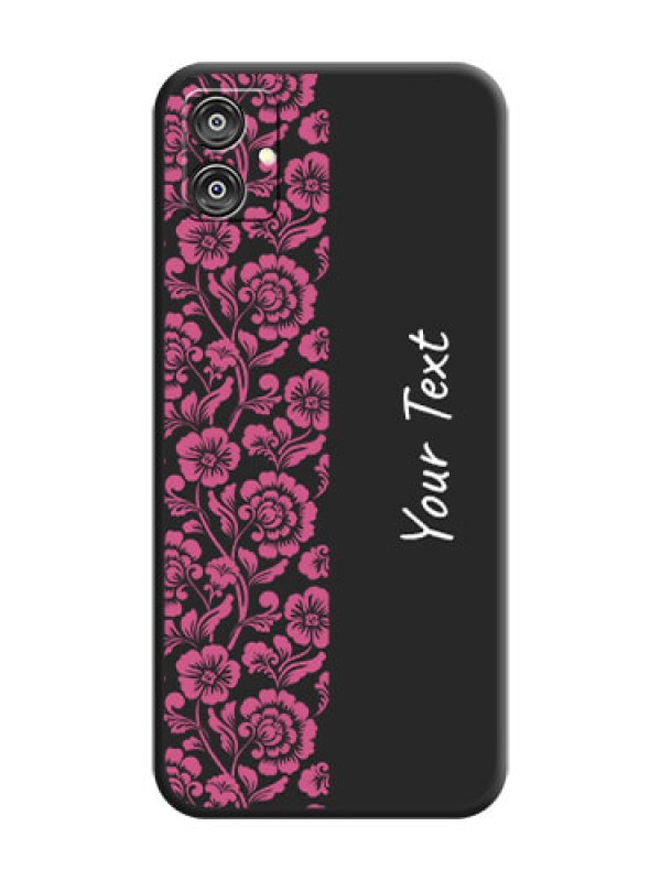 Custom Pink Floral Pattern Design With Custom Text On Space Black Personalized Soft Matte Phone Covers - Galaxy F04