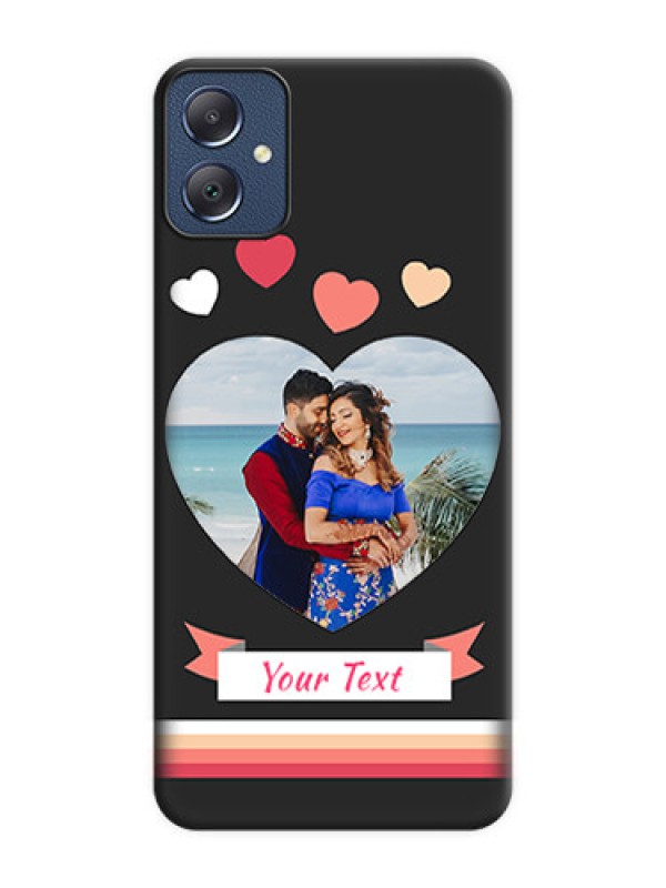 Custom Love Shaped Photo with Colorful Stripes On Space Black Custom Soft Matte Mobile Back Cover - Galaxy F05