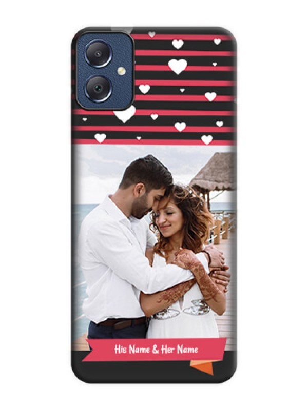 Custom White Color Love Symbols with Pink Lines Pattern On Space Black Custom Soft Matte Mobile Back Cover - Galaxy F05