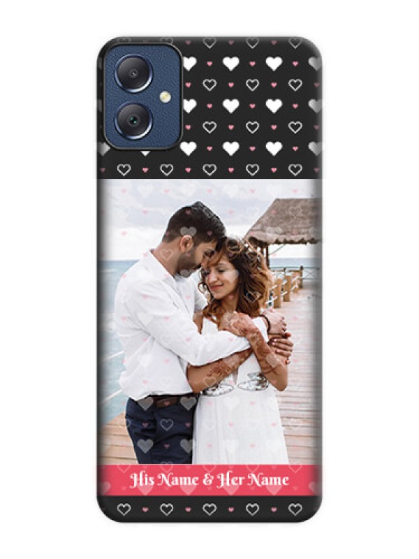 Custom White Color Love Symbols with Text Design on Photo On Space Black Custom Soft Matte Mobile Back Cover - Galaxy F05