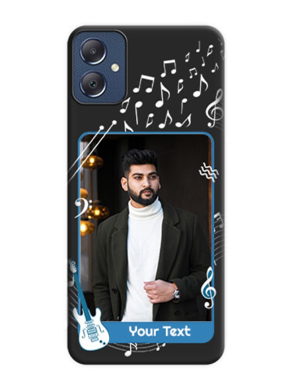 Custom Musical Theme Design with Text on Photo On Space Black Custom Soft Matte Mobile Back Cover - Galaxy F05