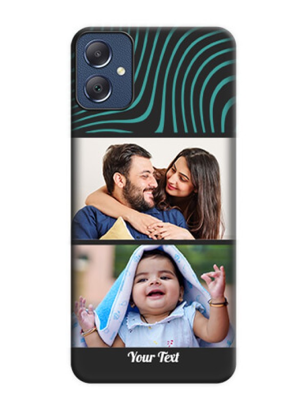 Custom Wave Pattern with 2 Image Holder On Space Black Custom Soft Matte Mobile Back Cover - Galaxy F05