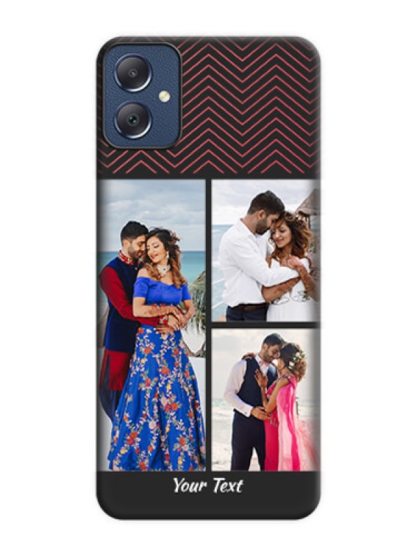 Custom Wave Pattern with 3 Image Holder On Space Black Custom Soft Matte Mobile Back Cover - Galaxy F05