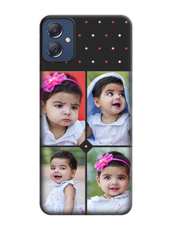 Custom Multicolor Dotted Pattern with 4 Image Holder On Space Black Custom Soft Matte Mobile Back Cover - Galaxy F05