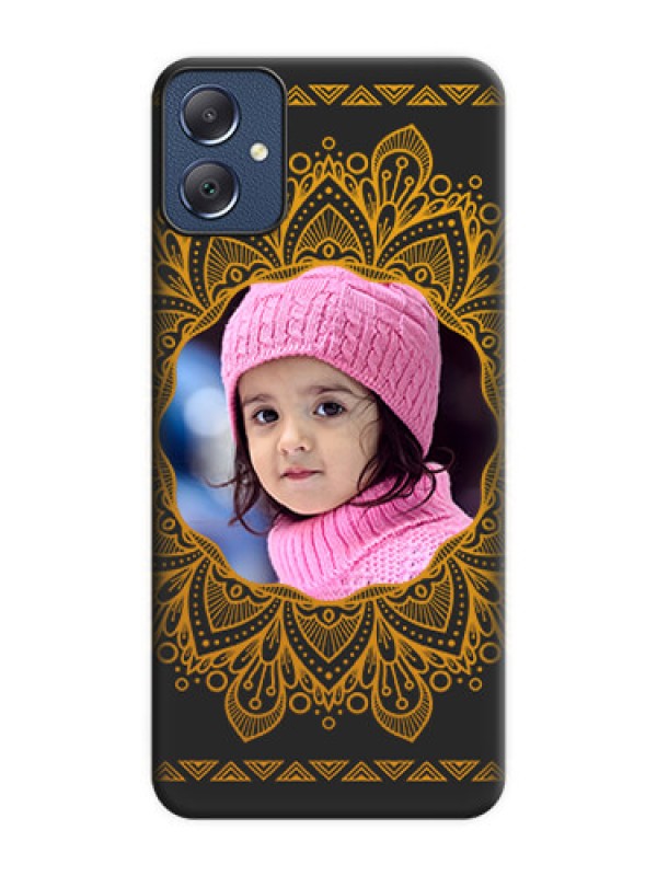 Custom Round Image with Floral Design On Space Black Custom Soft Matte Mobile Back Cover - Galaxy F05