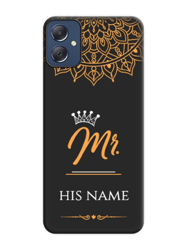 Custom Mr Name with Floral Design On Space Black Custom Soft Matte Mobile Back Cover - Galaxy F05