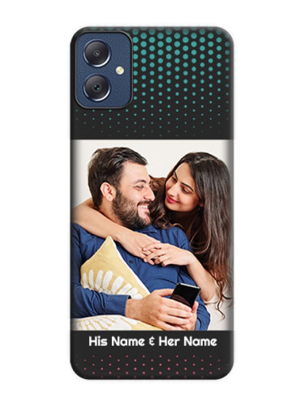 Custom Faded Dots with Grunge Photo Frame and Text On Space Black Custom Soft Matte Mobile Back Cover - Galaxy F05