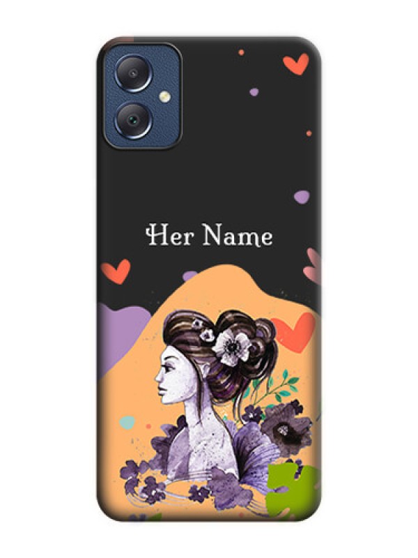 Custom Namecase For Her With Fancy Lady Image On Space Black Custom Soft Matte Mobile Back Cover - Galaxy F05