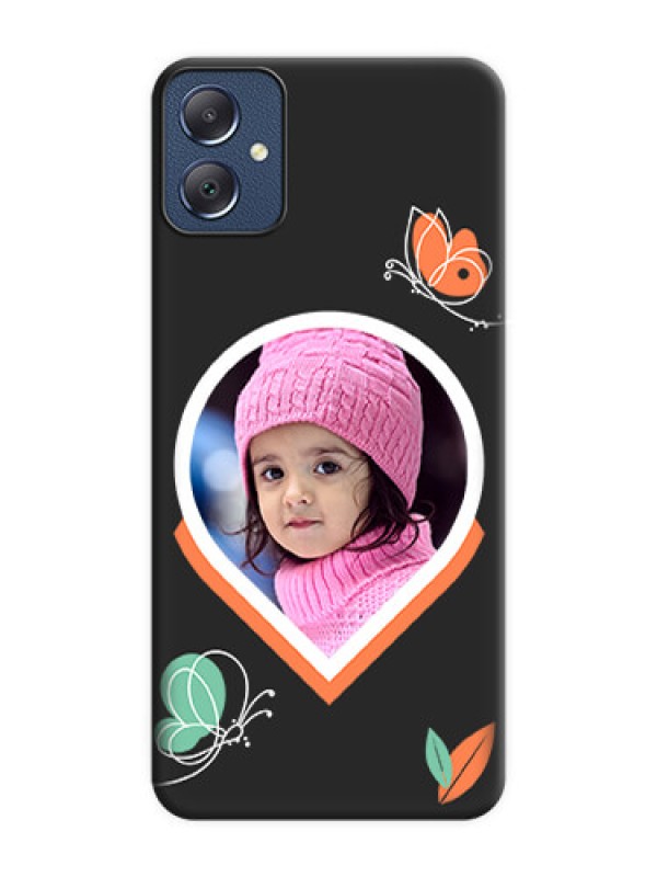 Custom Upload Pic With Simple Butterly Design On Space Black Custom Soft Matte Mobile Back Cover - Galaxy F05