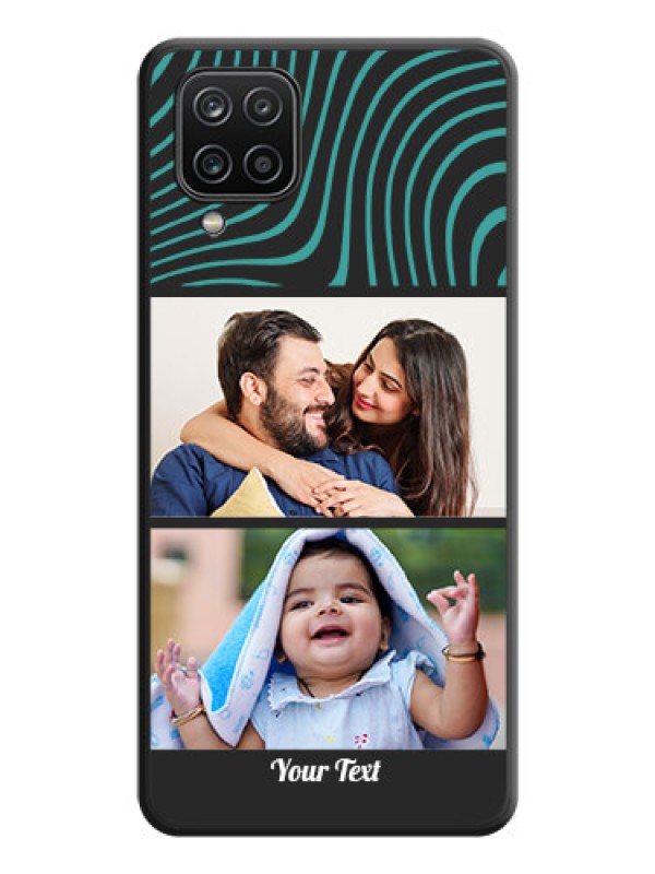 Custom Wave Pattern with 2 Image Holder on Space Black Personalized Soft Matte Phone Covers - Galaxy F12