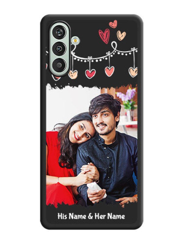 Custom Pink Love Hangings with Name on Space Black Custom Soft Matte Phone Cases - Xamsung Galaxy F13 