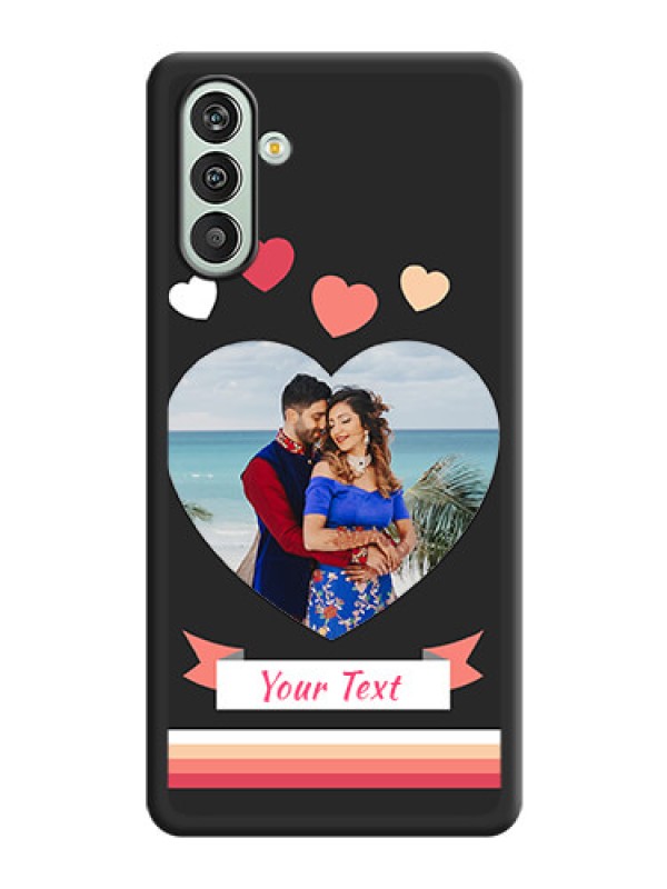 Custom Love Shaped Photo with Colorful Stripes on Personalised Space Black Soft Matte Cases - Xamsung Galaxy F13 