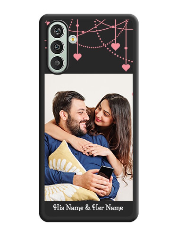 Custom Pink Love Hangings with Text on Space Black Custom Soft Matte Back Cover - Xamsung Galaxy F13 