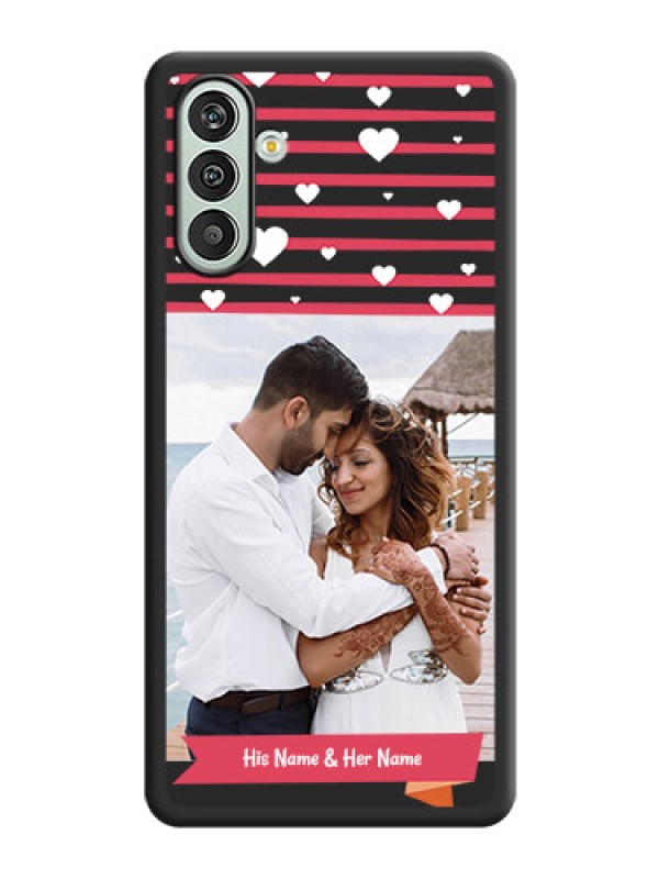 Custom White Color Love Symbols with Pink Lines Pattern on Space Black Custom Soft Matte Phone Cases - Xamsung Galaxy F13 