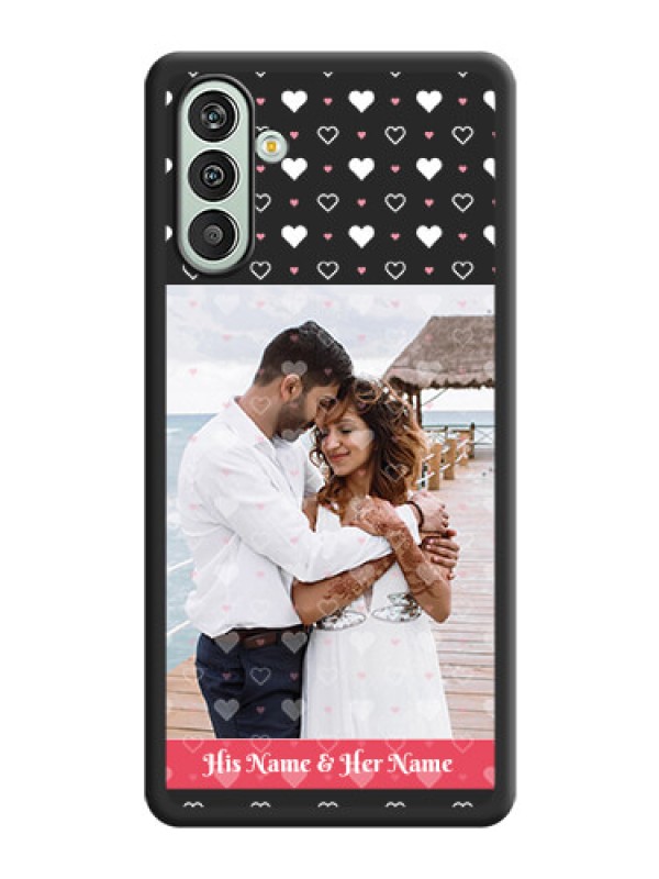 Custom White Color Love Symbols with Text Design on Photo on Space Black Soft Matte Phone Cover - Xamsung Galaxy F13 
