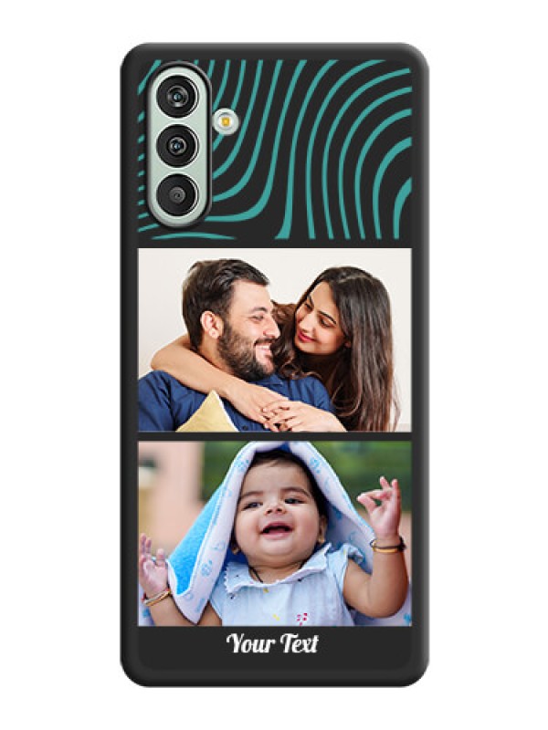Custom Wave Pattern with 2 Image Holder on Space Black Personalized Soft Matte Phone Covers - Xamsung Galaxy F13 