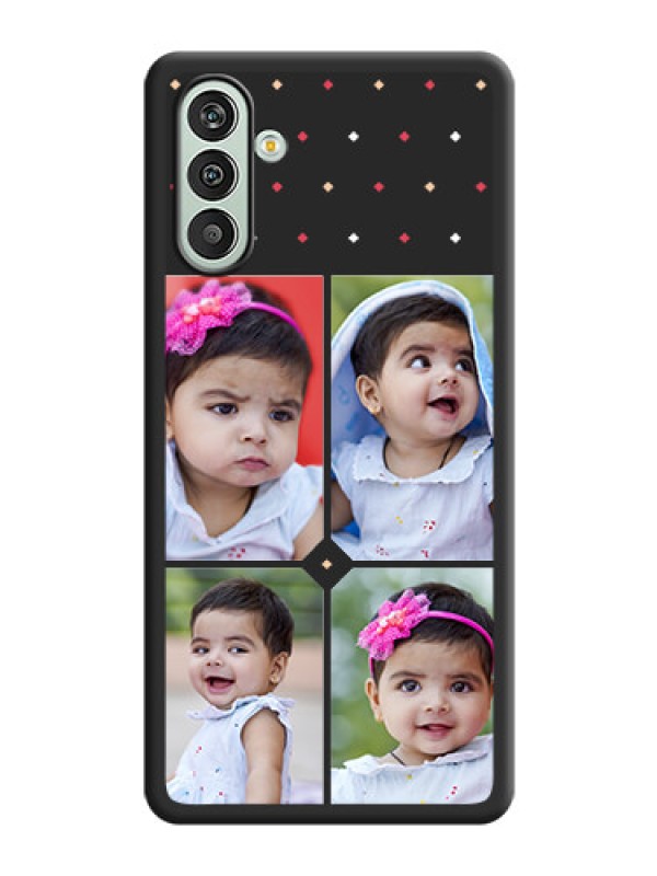 Custom Multicolor Dotted Pattern with 4 Image Holder on Space Black Custom Soft Matte Phone Cases - Xamsung Galaxy F13 