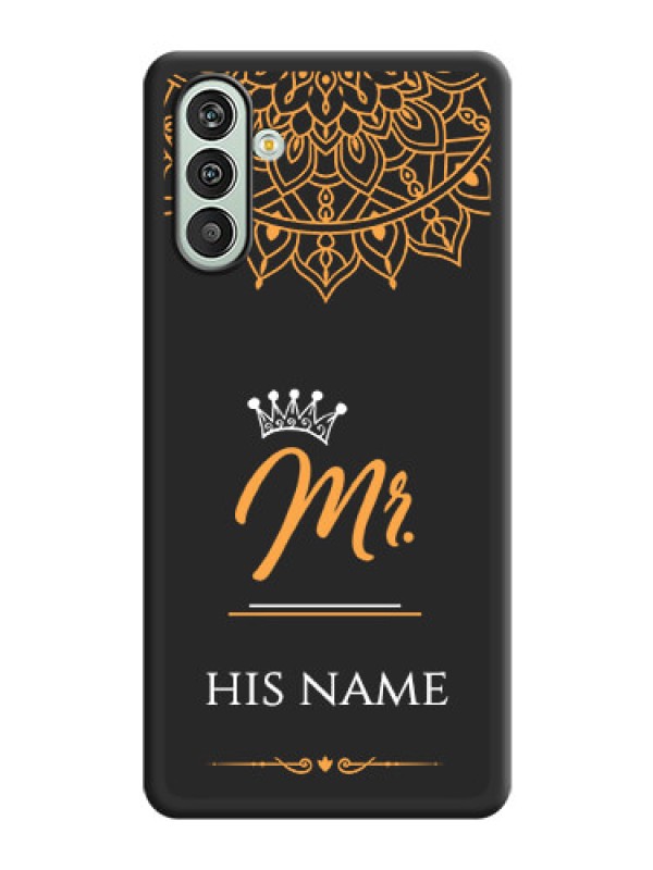 Custom Mr Name with Floral Design  on Personalised Space Black Soft Matte Cases - Xamsung Galaxy F13 