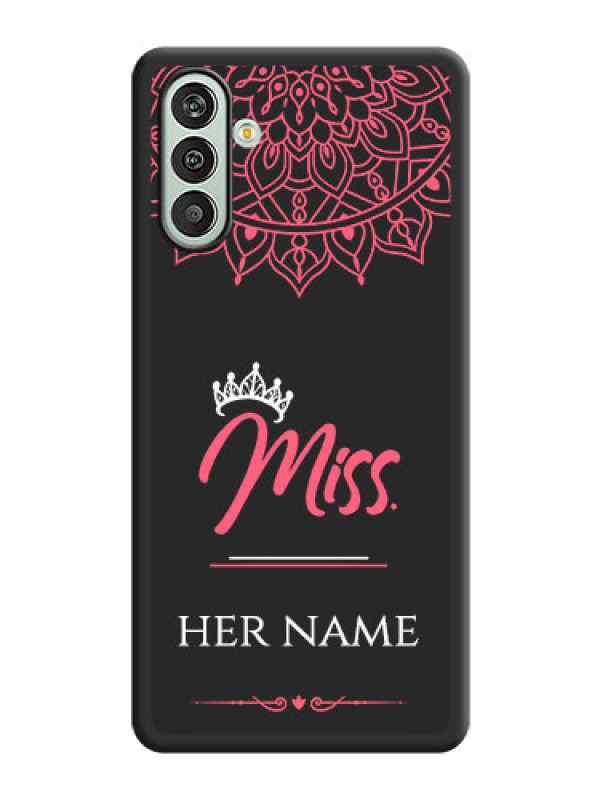 Custom Mrs Name with Floral Design on Space Black Personalized Soft Matte Phone Covers - Xamsung Galaxy F13 