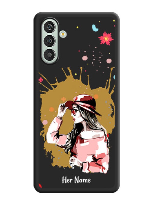Custom Mordern Lady With Color Splash Background With Custom Text On Space Black Personalized Soft Matte Phone Covers -Samsung Galaxy F13