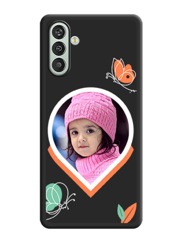 Custom Upload Pic With Simple Butterly Design On Space Black Personalized Soft Matte Phone Covers -Samsung Galaxy F13