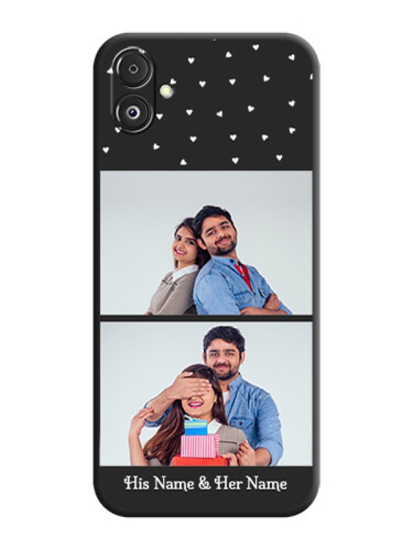 Custom Miniature Love Symbols with Name on Space Black Custom Soft Matte Back Cover - Galaxy F14 5G