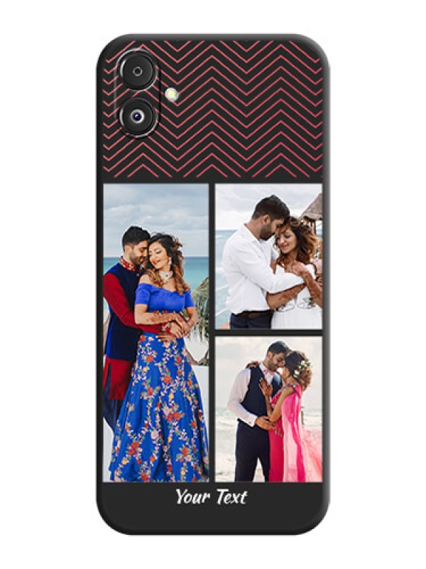 Custom Wave Pattern with 3 Image Holder on Space Black Custom Soft Matte Back Cover - Galaxy F14 5G