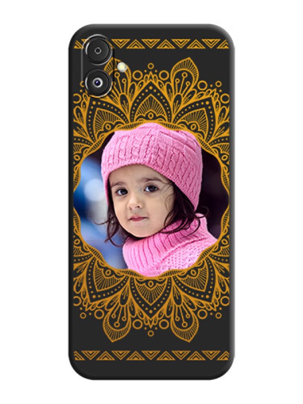 Custom Round Image with Floral Design - Photo on Space Black Soft Matte Mobile Cover - Galaxy F14 5G