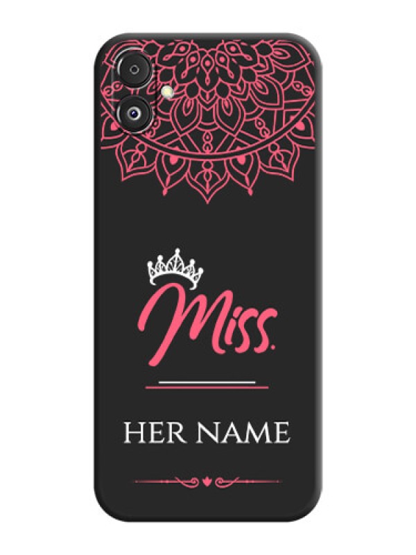 Custom Mrs Name with Floral Design on Space Black Personalized Soft Matte Phone Covers - Galaxy F14 5G
