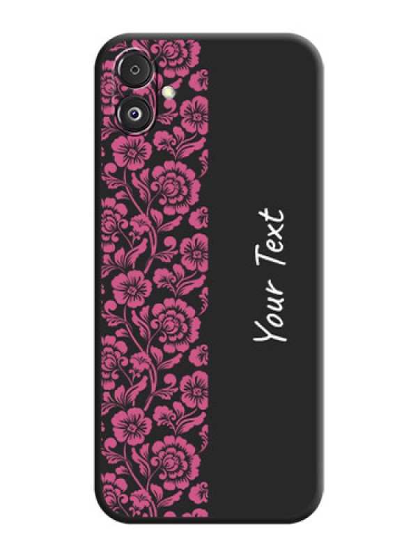 Custom Pink Floral Pattern Design With Custom Text On Space Black Personalized Soft Matte Phone Covers - Galaxy F14 5G