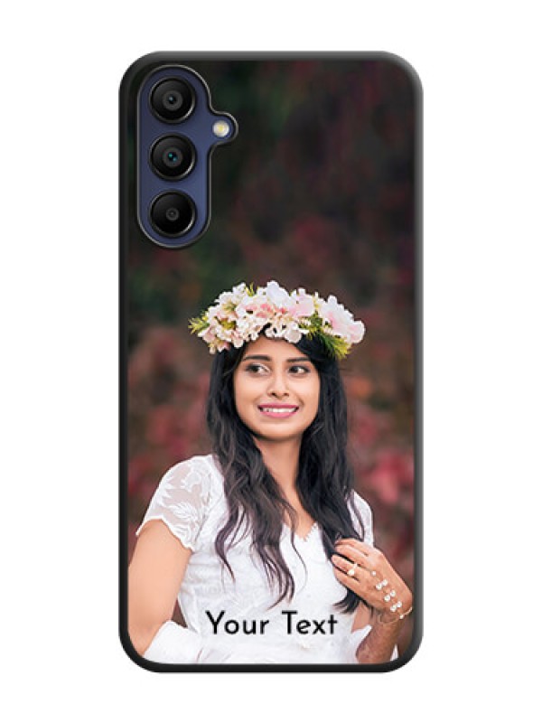 Custom Full Single Pic Upload With Text On Space Black Personalized Soft Matte Phone Covers - Galaxy F15 5G