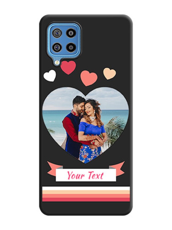 Custom Love Shaped Photo with Colorful Stripes on Personalised Space Black Soft Matte Cases - Galaxy F22