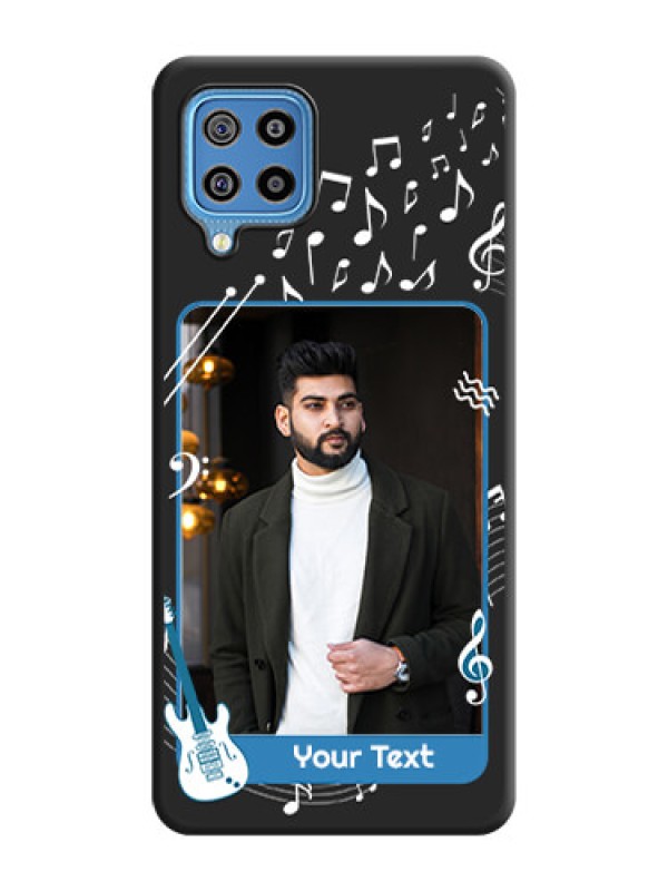 Custom Musical Theme Design with Text on Photo on Space Black Soft Matte Mobile Case - Galaxy F22