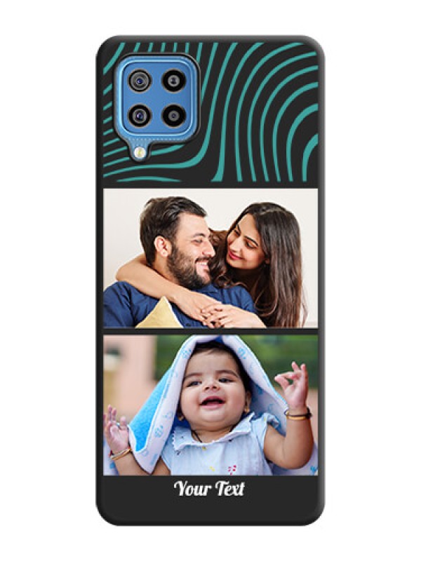 Custom Wave Pattern with 2 Image Holder on Space Black Personalized Soft Matte Phone Covers - Galaxy F22