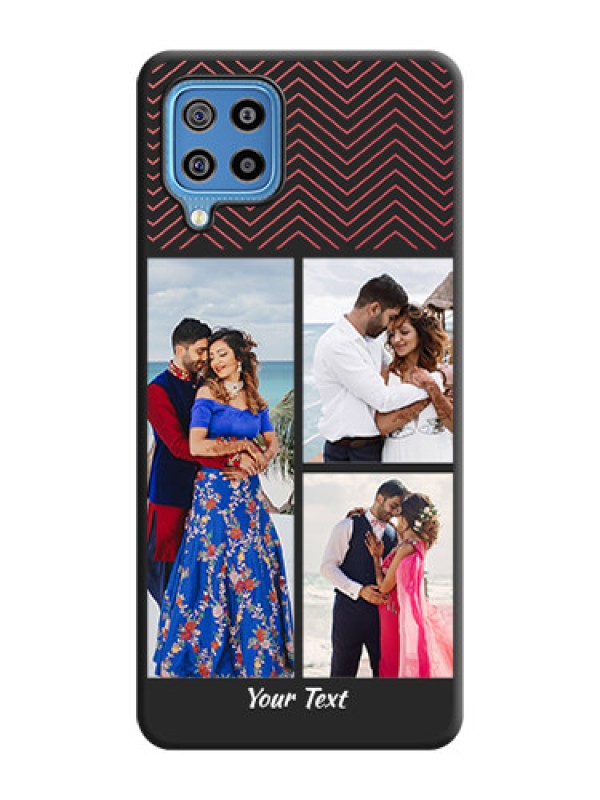Custom Wave Pattern with 3 Image Holder on Space Black Custom Soft Matte Back Cover - Galaxy F22