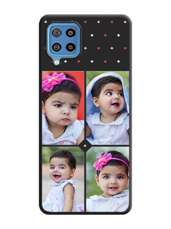 Custom Multicolor Dotted Pattern with 4 Image Holder on Space Black Custom Soft Matte Phone Cases - Galaxy F22