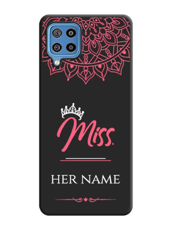 Custom Mrs Name with Floral Design on Space Black Personalized Soft Matte Phone Covers - Galaxy F22