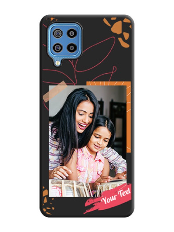 Custom Orange Photo Frame on Space Black Custom Soft Matte Phone Back Cover - Galaxy F22