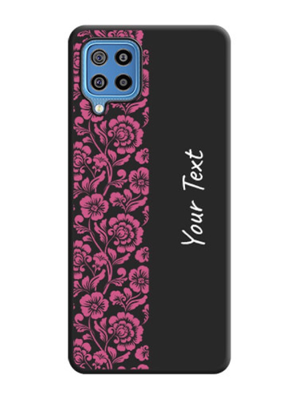 Custom Pink Floral Pattern Design With Custom Text On Space Black Personalized Soft Matte Phone Covers -Samsung Galaxy F22