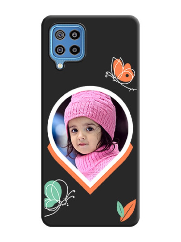 Custom Upload Pic With Simple Butterly Design On Space Black Personalized Soft Matte Phone Covers -Samsung Galaxy F22