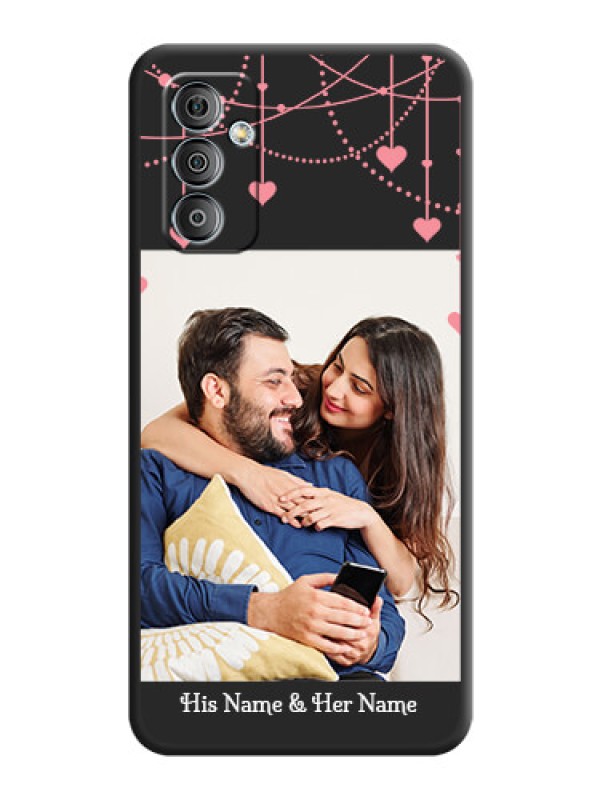 Custom Pink Love Hangings with Text on Space Black Custom Soft Matte Back Cover - Galaxy F23