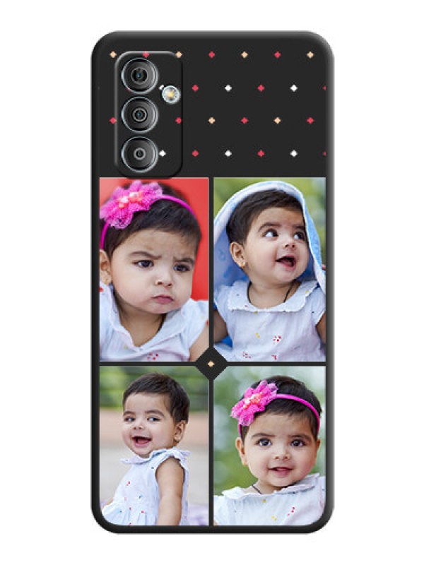 Custom Multicolor Dotted Pattern with 4 Image Holder on Space Black Custom Soft Matte Phone Cases - Galaxy F23