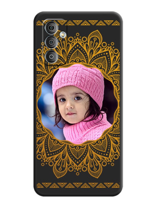 Custom Round Image with Floral Design on Photo on Space Black Soft Matte Mobile Cover - Galaxy F23