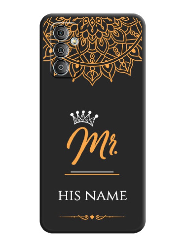 Custom Mr Name with Floral Design  on Personalised Space Black Soft Matte Cases - Galaxy F23