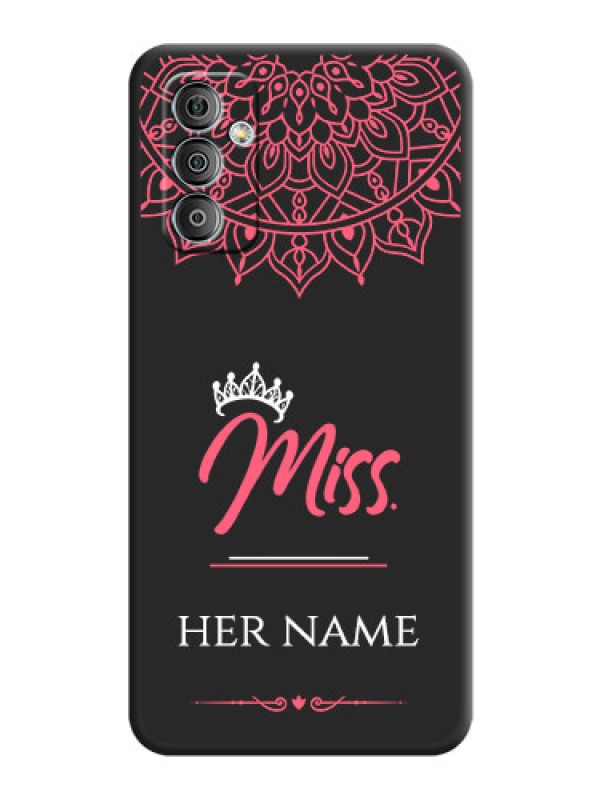 Custom Mrs Name with Floral Design on Space Black Personalized Soft Matte Phone Covers - Galaxy F23